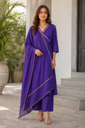 Cotton Lurex Wrap Kurta with Pant & Kota Doria Dupatta