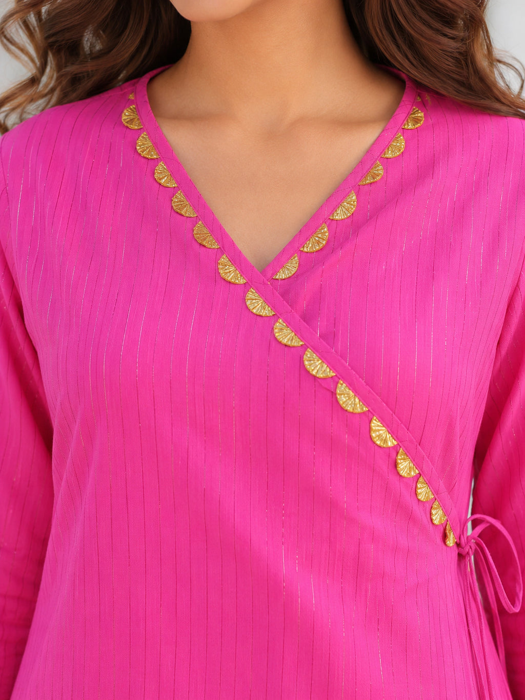 Cotton Lurex Wrap Kurta with Pant & Kota Doria Dupatta