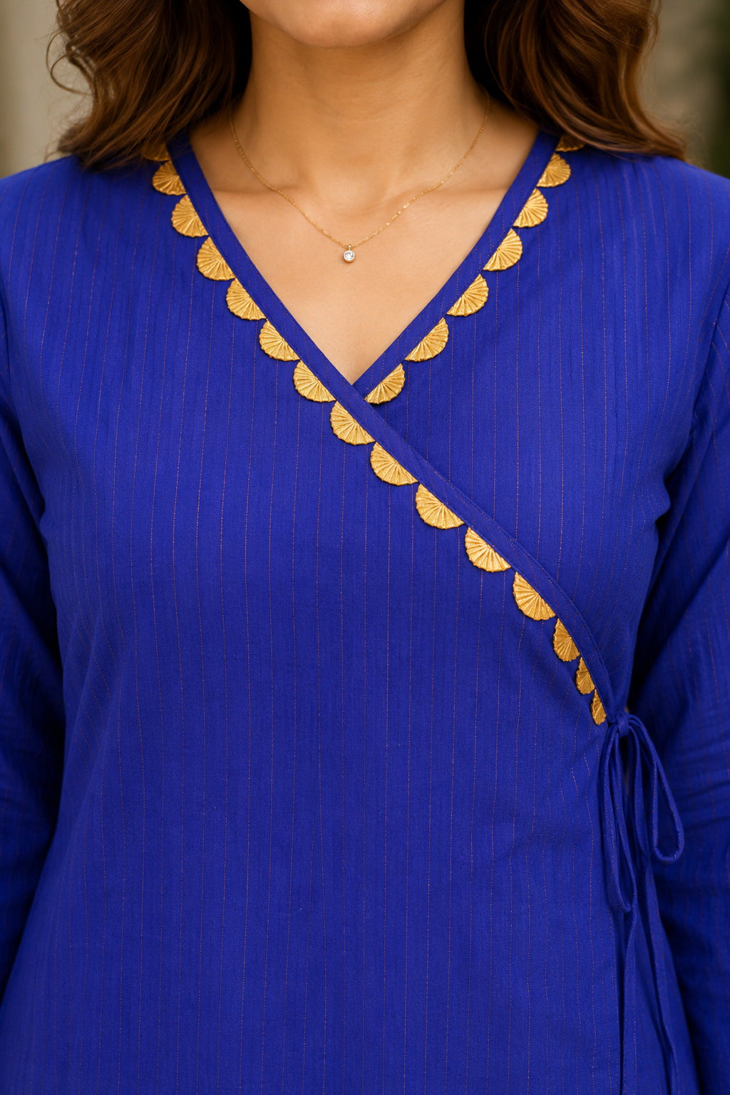 Cotton Lurex Wrap Kurta with Pant & Kota Doria Dupatta