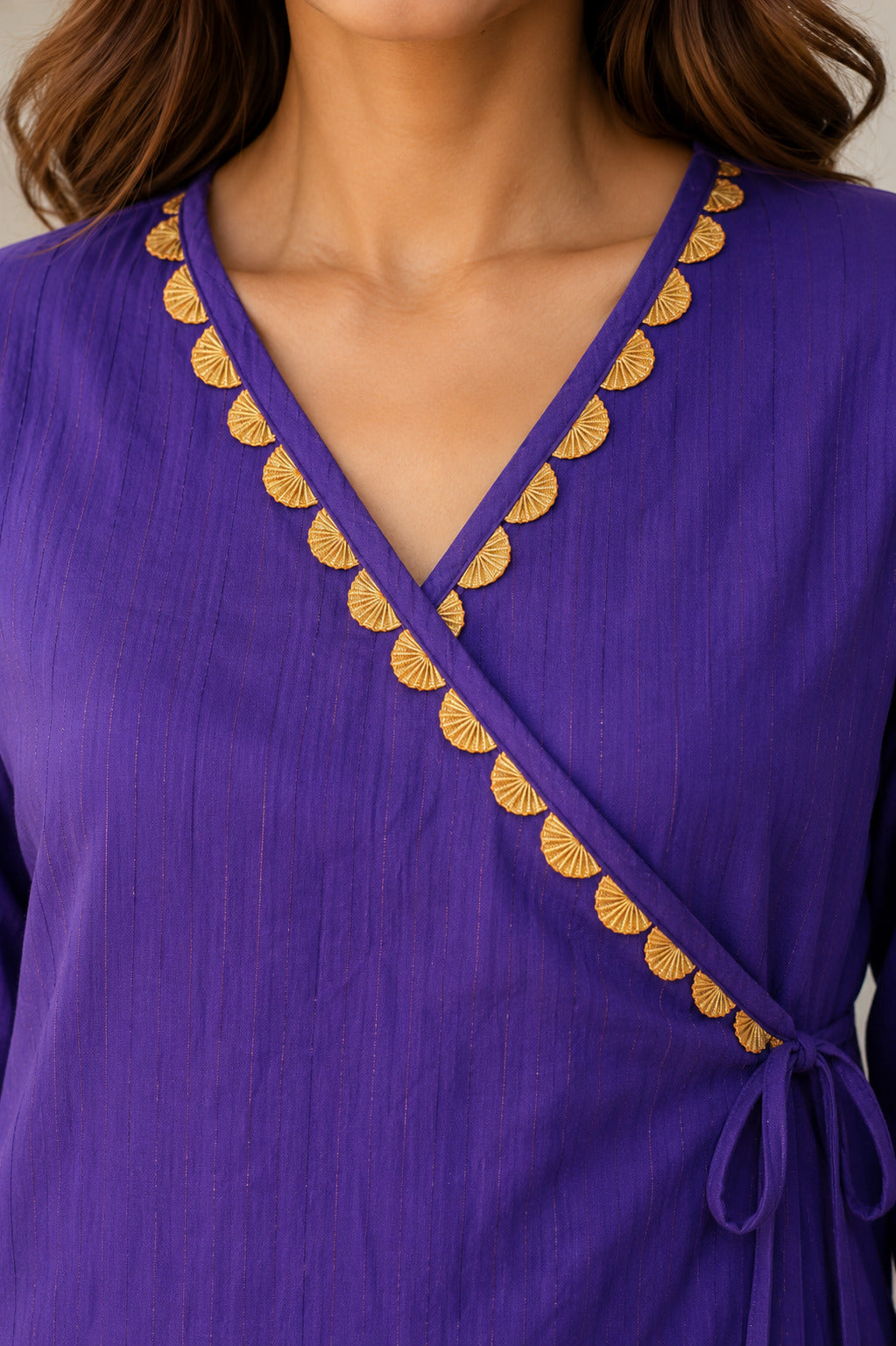 Cotton Lurex Wrap Kurta with Pant & Kota Doria Dupatta