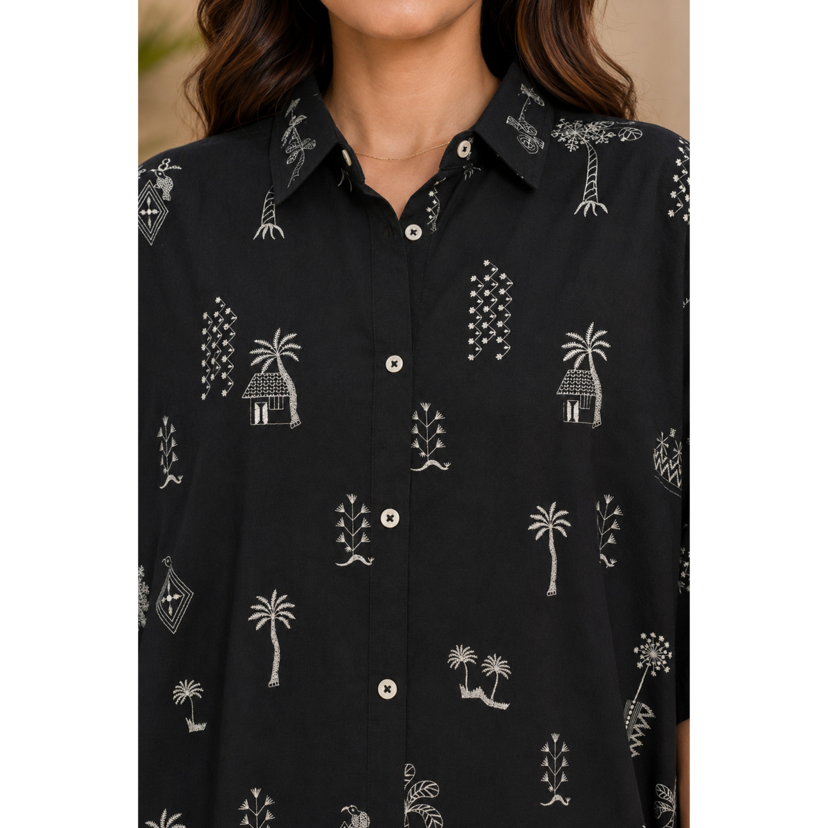 Cotton Printed Anti Fit Black Kurta with pant