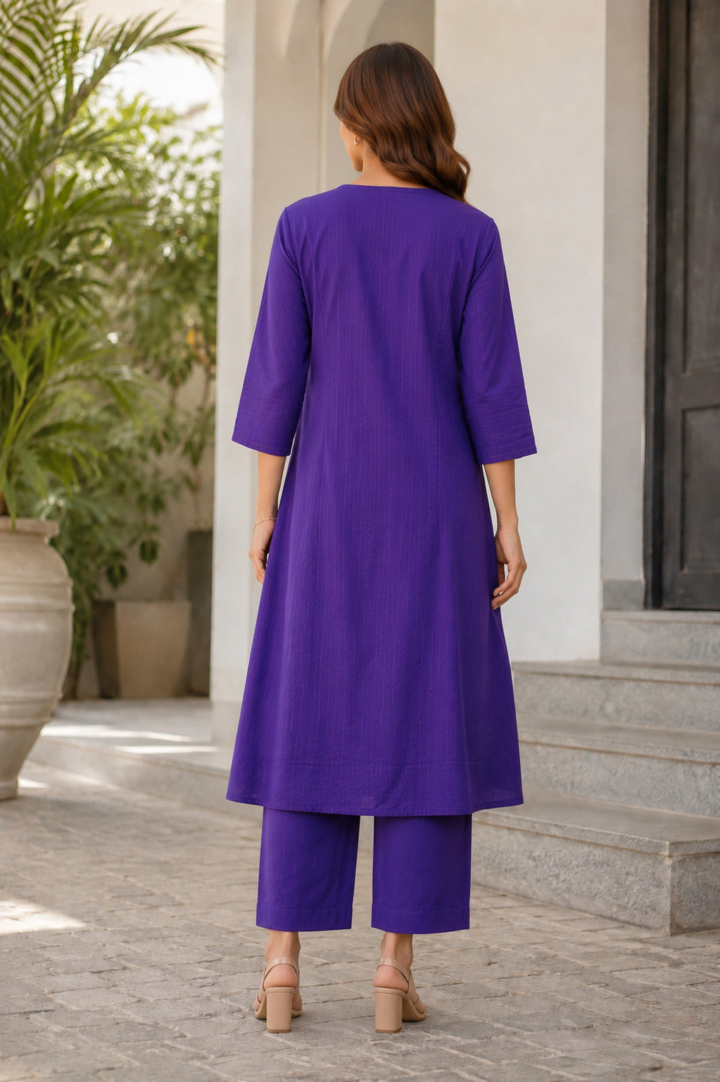 Cotton Lurex Wrap Kurta with Pant & Kota Doria Dupatta