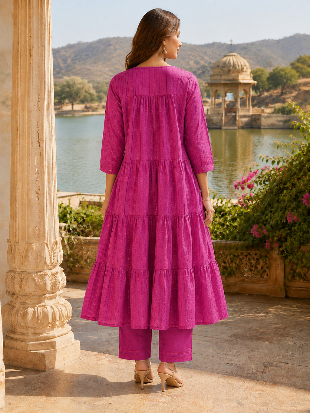 Cotton Lurex Kurta with cotton pant