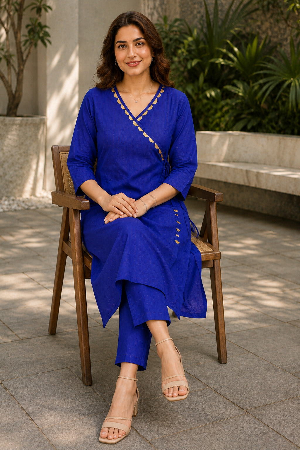 Cotton Lurex Wrap Kurta with Pant & Kota Doria Dupatta