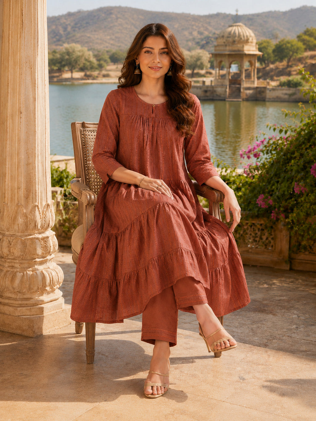 Multi Coloured Lurex with flare Kurta