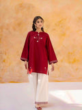 Women's Maroon Floral Heart Patch Work Short Kurta Set | Ethnic Fusion Wear
