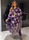 Straight Fit Kurta with Trousers and Dupatta Set