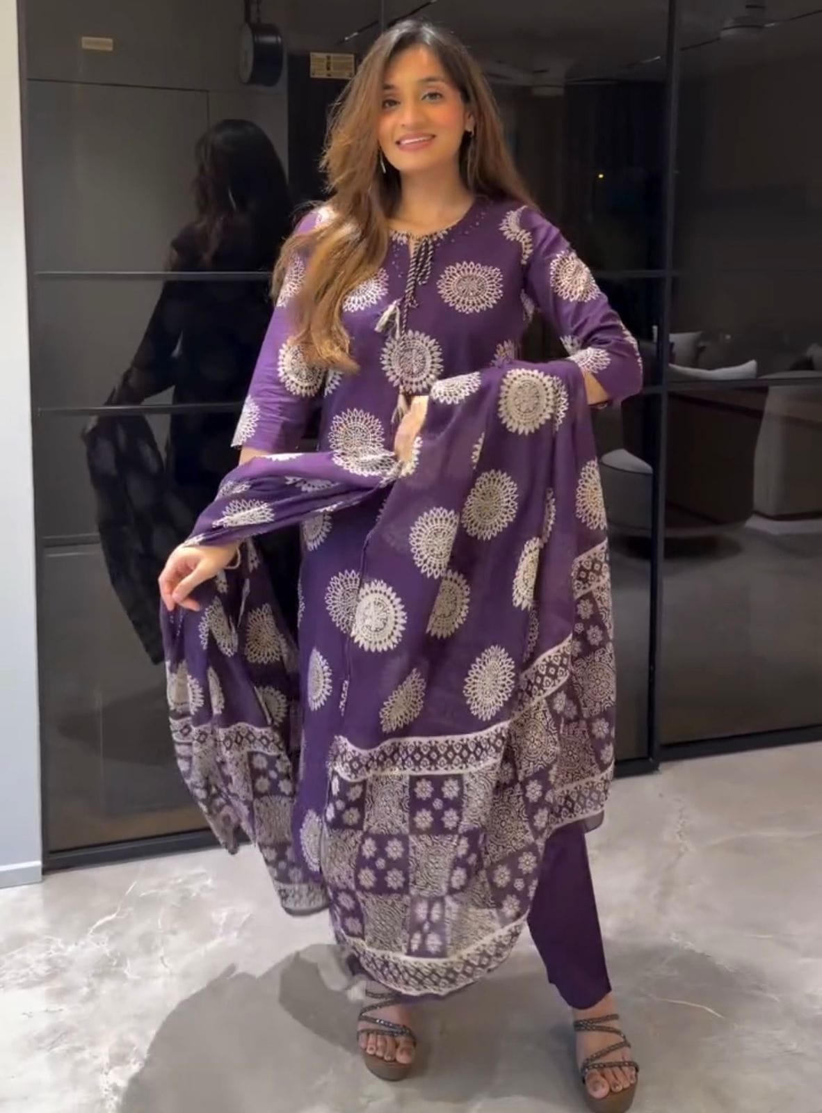 Straight Fit Kurta with Trousers and Dupatta Set