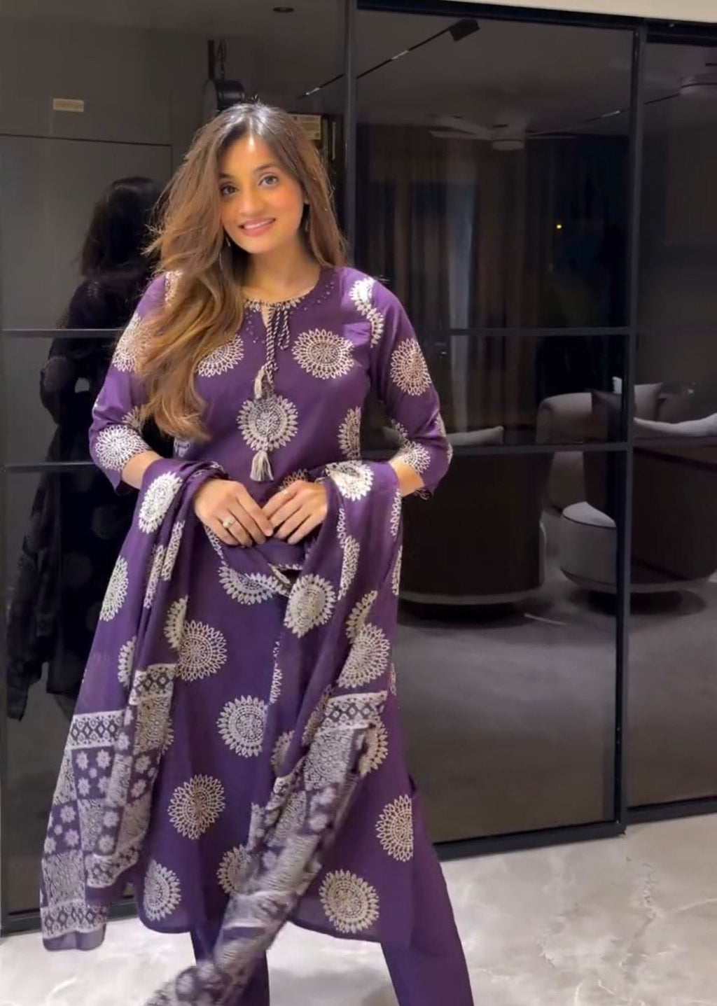Straight Fit Kurta with Trousers and Dupatta Set