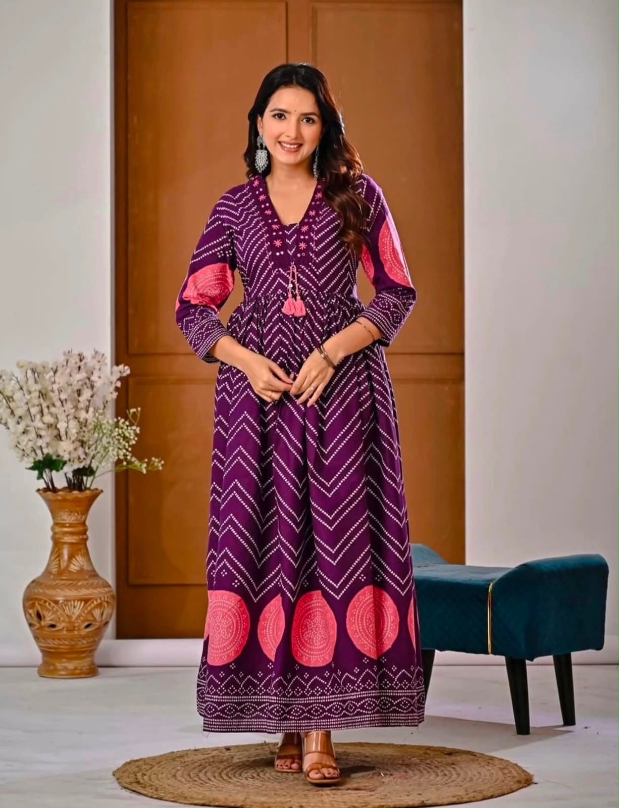Anarkali Fit Kurta with Trousers and Matching Dupatta Set