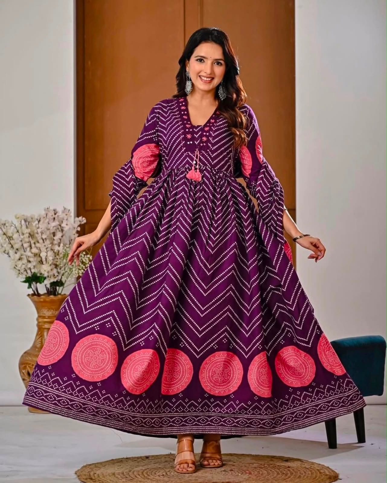 Anarkali Fit Kurta with Trousers and Matching Dupatta Set