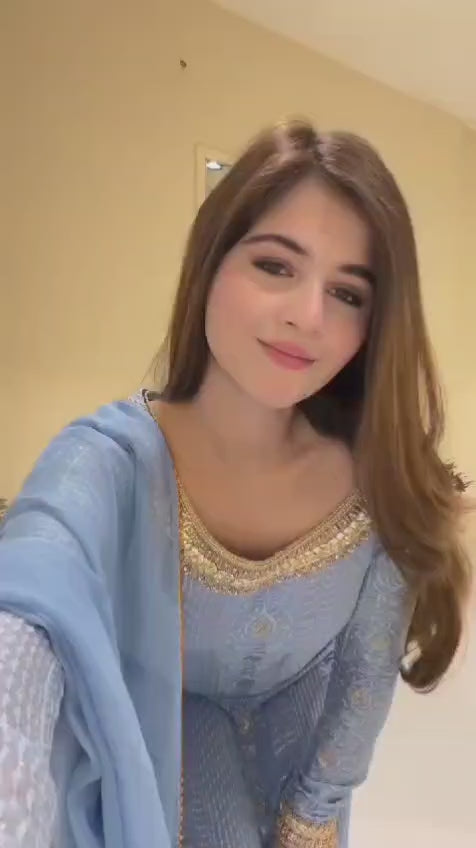 Women's sky blue embroidered suit